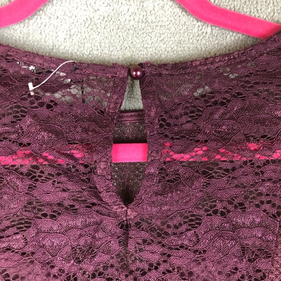 Honeypot dark plum Lace Bodysuit Lingerie One Piece Romantic size M - Picture 7 of 10